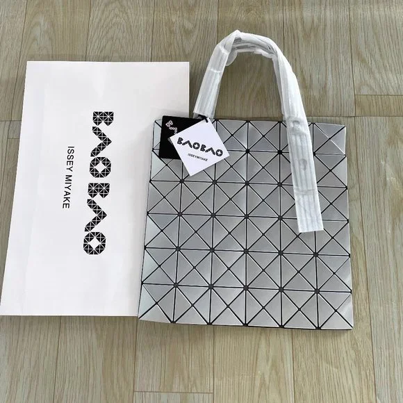 Baobao Issey Miyake Grey Prism Lightweight Shoulder Tote Bag - Picture 1 of 8